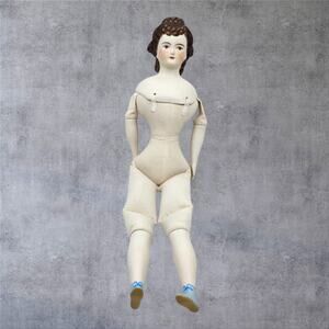 Vtg Ruth Wimer's Yucaipa CA Bisque Doll 17” Handmade Porcelain Lady Body Signed